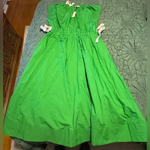 ✨ Banana Republic Cotton Poplin Tie-Waist Midi Dress Sz L - Picture 6 of 7